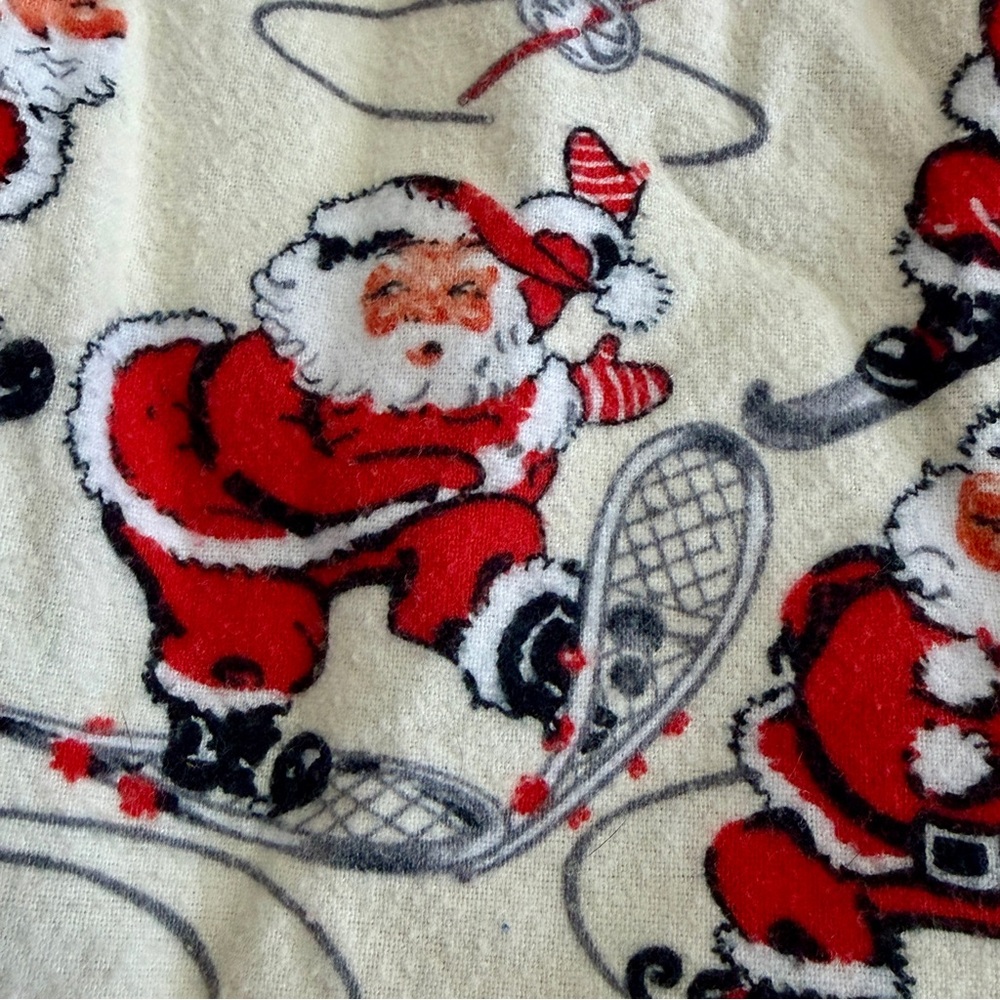 Nick & Nora XL SPORTY Santa Christmas Pajamas Flannel PJ Ski Skate Sled Top Only - Picture 9 of 12